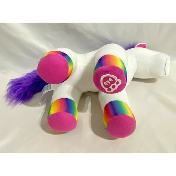 Build a Bear Color Crazy Rainbow White Unicorn Plush Purple Mane with Sound - Picture 4 of 7